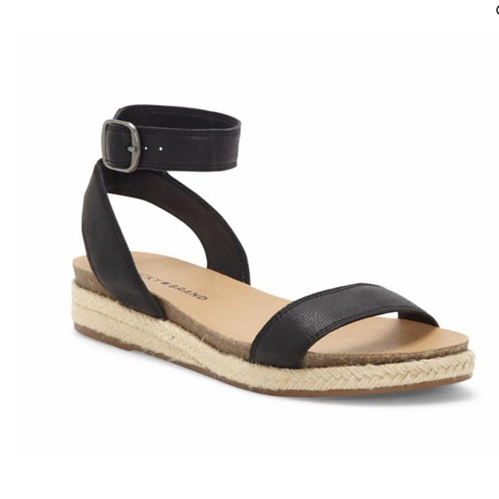 Lucky Brand "Garston" Black Leather Sandal, 8.5, NWT